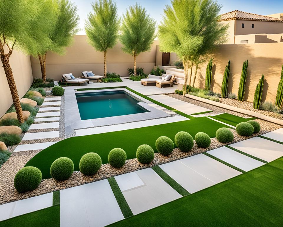 تصميم حدائق مع إضافة عشب صناعي