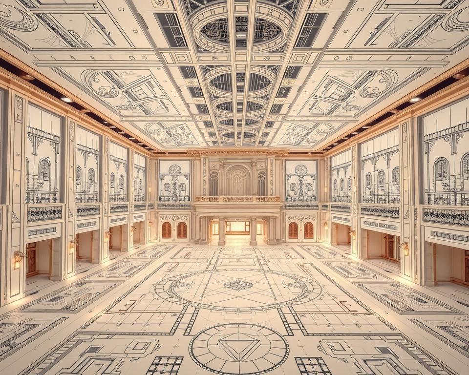 مخططات تصميم هندسي قاعة افراح