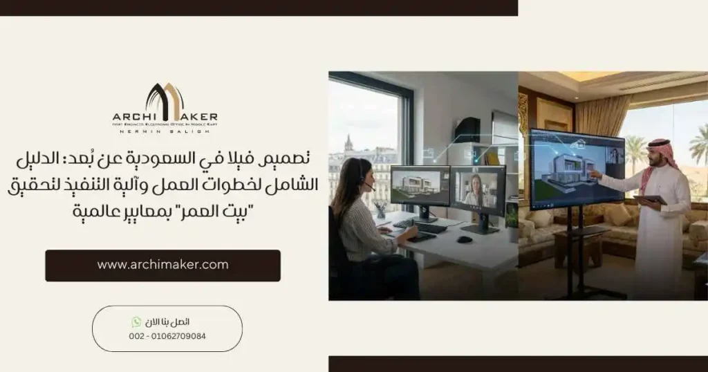 تصميم فيلا في السعودية عن بُعد الدليل الشامل لخطوات العمل وآلية التنفيذ لتحقيق بيت العمر بمعايير عالمية