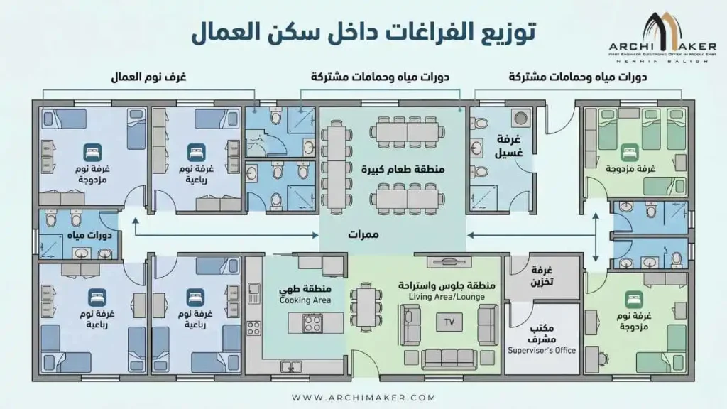 تصميم سكن عمال في السعودية | مخططات معمارية وحلول تصميم أونلاين