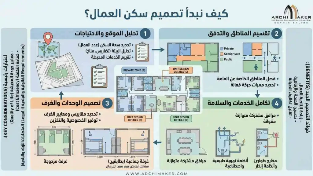 تصميم سكن عمال في السعودية | مخططات معمارية وحلول تصميم أونلاين