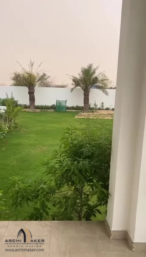 الحديقة من رواق استراحة سعد الشهراني بعد التنفيذ – تصميم أركيميكر